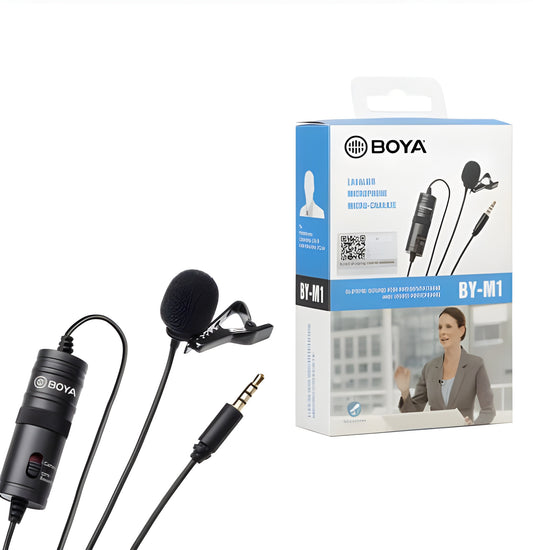 BOYA By-m1 3.5mm Electret Condenser Microphone with 1/4" Adapter for Smartphones, DSLR, Camcorders Microphone