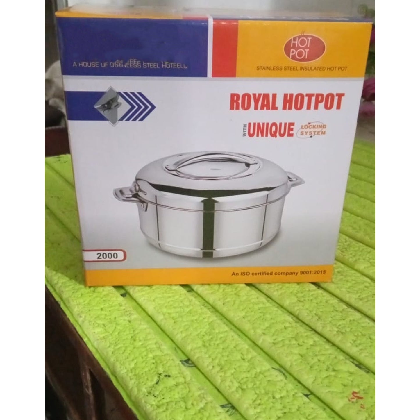 Royal Unique Hot Pot Stainless Steel Insulated Serving Casserole with Lid Handle (2000 ML)